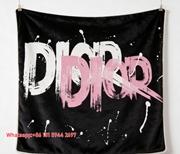 Dior Graffiti Print Flannel Sofa Throw Blanket D359